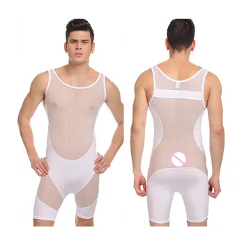 Seksualus apatinis Trikotažas Karšto Mados 2020 Prekės JQK Vyrų Tinklinio Bodysuit Skaidrus maudymosi kostiumėlį-Ultra Plonas Imtynių Singlet Mens Seksualus Bodysuit