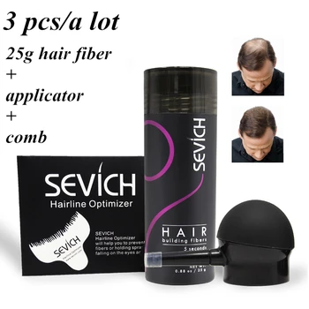Sevich Plaukų Pluoštas 3 Rinkinio 25g Keratino Pluošto Plaukų Butelis + Aplikatorių + Šukos Plaukų Pastato Skaidulas, Plaukai Atauga, Pratęsimas 10 Spalva