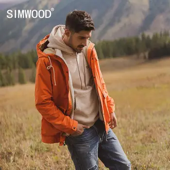 SIMWOOD 2020 m. rudens žiemos naujas vilnos vidinis vest nuimamas paltai vyrų mados šiltos, ilgos striukės su gobtuvu plius dydis viršutiniai drabužiai 980606