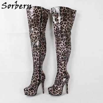 Sorbern Leopard Moterų Batai Tarpkojo Šlaunies Aukštos Platformos Įkrovos Moteris Aukštakulnius Užsakymą Slim Fit Plus Dydis Iki 34-49 Pasirinktines Spalvas