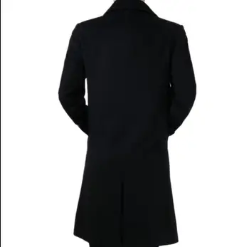 Sustorėti atsitiktinis vilnoniai paltai vyrams tranšėjos paltai ilgomis rankovėmis, šiltas paltas mens kašmyro paltai masculino inverno anglija žiemos juoda
