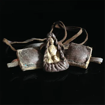 TNL391 Tibeto Kišenėje Buda Amuletas Medicina Dievas su Karvės Odos Virvė