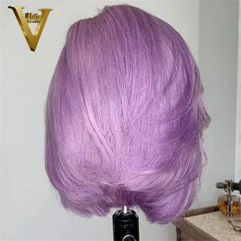 Trumpas Bob Perukas Raudonos Spalvos Žmogaus Plaukų Perukai Moterims, Nėriniai Priekiniai Žmogaus Plaukų Perukai Prieš Nupeštos Violetinė Perukas Brazilijos Remy Plaukų 150