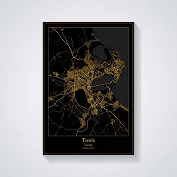 Tunisas Tunisas Žemėlapis Plakatas
