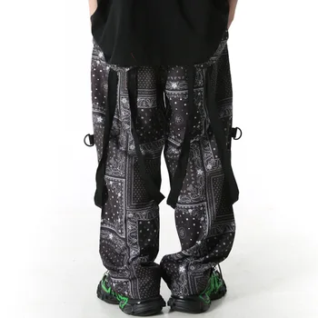UNCLEDONJM Anakardžių visą spausdinti Haremo Kelnės Prarasti Hip-Hop Juostelės Streetwear Poilsiu korėjos Kišenėje Kratinys Atsitiktinis Kelnės ED941