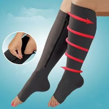 Unisex Suspaudimo Puskojinės Deginti Riebalus Užtrauktukas Kojos Atrama Kelio Kojinių Atidaryti Tne Grožio Kojos Kelią Venų Kojinės Anti-Nuovargis