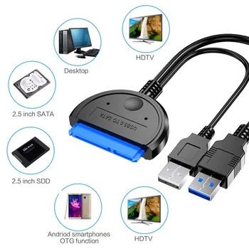 USB 3.0 SATA 3 Kabelis Sata Į USB 3.0 Adapteris, Iki 6 Gb / s Paramos 2,5 Colio Išorinį Kietąjį Diską HDD SSD 22 Pin Sata III Kabelis