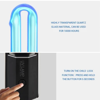 USB Ozono ir uv-C Lempos Sanitizer Nešiojamų Baktericidiniu Dezinfekavimo Lempos Baktericidinį Ultravioletinių spindulių Kvarco Lempa uv-C LED Lemputės