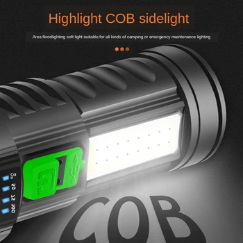 USB Įkrovimo Mažas Xenon Lempos Stiprios Šviesos Žibintuvėlis Nešiojamieji Nuotolinio Lauko Kempingas LED Šviesos Daugiafunkcinis