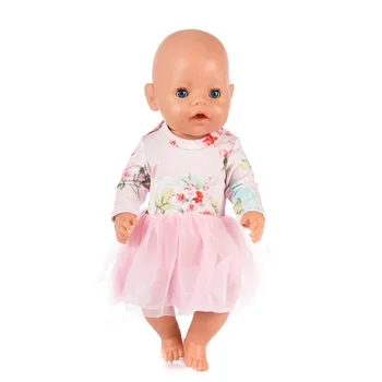 Už 43cm, gimusių kūdikių lėlės drabužius lastic marškinėliai nėrinių suknelė 18
