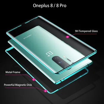 Už Oneplus 8 Pro 5G Magnetinio Atveju Oneplus8 5G dvipusis Grūdintas Stiklas Atveju Oneplus 7T Pro 7 Pro 6 6T Magnetinio Atveju