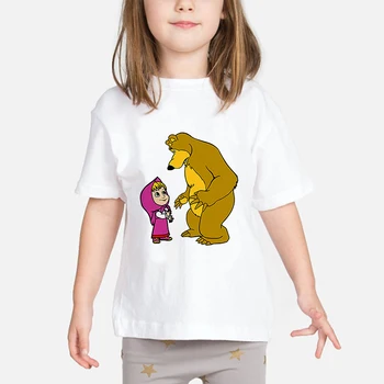 Vaikai, geriausia dovana, naujas super mielas animacinis Morta ir lokys animacinį personažą atspausdintas T-shirt medvilnės, baltos viršų