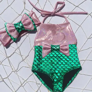 Vaikams Baby Girl Undinė vientisas Bikini maudymosi kostiumėlį, Maudymosi Kostiumas, Paplūdimio Mielas Princesė Apynasrio Maudymosi kostiumai Bowknot Dropshipping