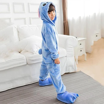 Vaikas Mėlyna Dygsnio Cosplay Kigurumi Onesies Vaikų Animacinių Filmų Anime Jumpsuit Kostiumu Mergina Berniukas Gyvūnų Nuslėpti Sleepwear Pižama