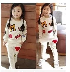 Vaikų drabužiai mergaitėms korėjos versija vaikų kostiumas apvalios kaklo, ilgomis rankovėmis megztinis dviejų dalių k1