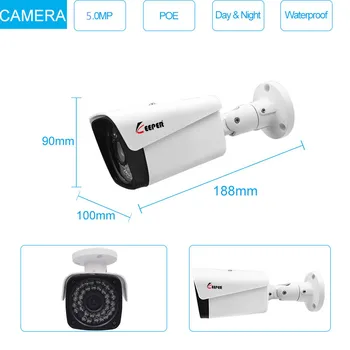 Valdytojas H. 265 8CH 5MP kamera su POE sistemos komplektas, su Garso Įrašymo IP Kameros IR Lauko Vandeniui CCTV Vaizdo Stebėjimo NVR Rinkinys
