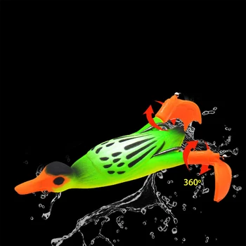 Valtis Įranga valčių Žvejybos Masalas Sraigto Flipper Antis Dirbtinis Masalas Ančiukas 3D Akis Minkštas Masalas Karpis, Žvejybos Reikmenys Žvejo Įrankis
