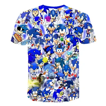 Vasaros 2020 Nauja Vaikų Mielas Atsitiktinis marškinėliai 3D Atspausdintas Sonic the Hedgehog Berniukas Mergina Vaikų O-Kaklo trumparankoviai marškinėliai