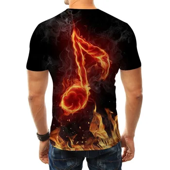 Vasaros 2021 Naujas 3D Skaitmeninis Spausdinimas TikTok Liepsna Muzikos Įrašus Prarasti Trumpas Rankovėmis apvalios Apykaklės marškinėliai Vyras