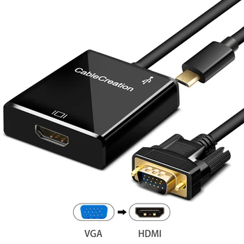 VGA į HDMI Laidas, Transformatorius 1M VGA į HDMI Konvertuoti Kabelis su Mikro USB Kabelis Garso Palaikymas, Vaizdo ir Garso