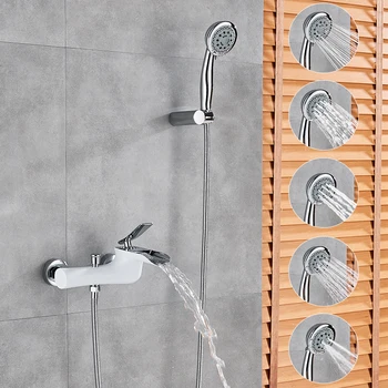Vidric balta chrome krioklys, vonioje dušo maišytuvai torneira vonios kambarys dušo viena rankena, maišytuvas bakstelėkite prie sienos tvirtinamas dušo maišytuvas