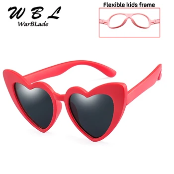 WarBLade Naujas produktas Vaikams Poliarizuoti Akiniai nuo saulės Vaikams Širdis Saulės Akiniai Mergaitės Berniukai Silikono UV400 Vaikas Veidrodis Kūdikių Akiniai Ga