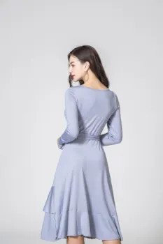 ZOGAA 2020 Naujas Moterų Suknelė ilgomis Rankovėmis Suknelė Gryna Spalva Plonas Kostiumas Atsitiktinis Elegantiška Suknelė Kelio Ilgis Imperijos Moterų Suknelės