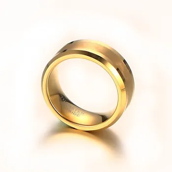ZORCVENS Aukso spalvos Volframo Žiedai Vyrams Papuošalai 8MM Vyrų Vestuviniai Žiedai