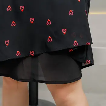 Širdies Spausdinti korėjos stiliaus Moterų Suknelė Didelio Dydžio Prarasti-line Midi Suknelė 2020 Metų Vasaros Šifono Suknelė 5XL Atsitiktinis Plius Dydis Suknelės