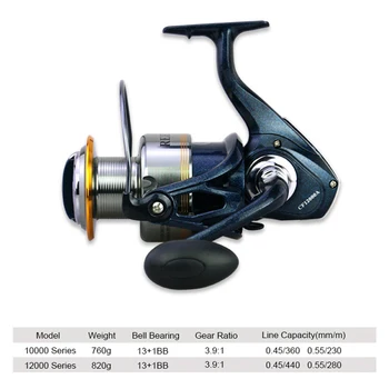10000 12000 Serijos Verpimo Žvejybos Ritės 13+1BB 3.9:1 Karpių Žvejybos Varantys Didelės Talpos CNC Metalo Ritės Žuvų Spręsti Priedai