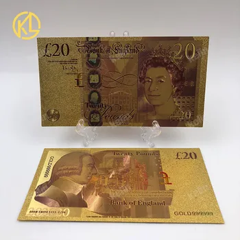 10vnt/siuntos UK Spalvinga Aukso Banknotų 50 Svarų Banknotų 24k Auksu Netikrą plastiko Popierinių Pinigų Kolekcija