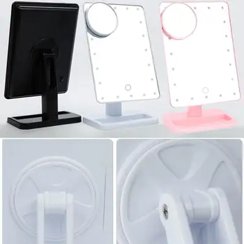 10X didinamasis stiklas LED Jutiklinis Ekranas Makiažo Veidrodėliai Nešiojamų 20 Led Apšviesta Kosmetikos Reguliuojamas Prabangi Stalo Stalviršio