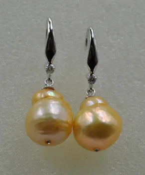 11-12mm Gamtos panašių Baroko perlo auskaru tabaluoti aukso kablys