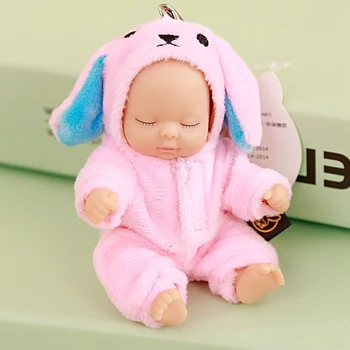 12cm Pliušinis Miego Baby Doll Duona Pliušinis Žaislas Įdaryti Keychain Animacinių filmų Lėlės Maišelį Įtaisą Dovana Lėlės Mergina Keychain Pliušinis Mažas