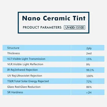 15% VLT Juodosios Saulės Atspalviu 2mil storis Langų Plėvelė UV įrodymas nano keramikos atspalviu šilumos atmesti kino 50cmx1000cm(20