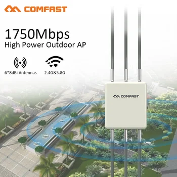 1750M gigabit 360 laipsnių padengti vandeniui Lauko AP WiFi router 5.8 Ghz dviejų dažnių Prieigos Taškas 6*8dBi wifi antenos bazinė stotis