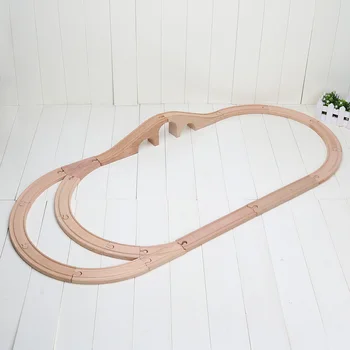 17pcs/daug Traukinio Rinkinį Mediniai Geležinkelio Prieinama Medinis Traukinio Bėgių Pack Traukinio Tilto Žaislai Accesaries