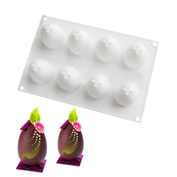 1Pc 8 Tinklelis Silikono 3D Kiaušinio Formos Liejimo formos Šokoladiniai Velykiniai Kiaušiniai Triufelių Putėsiai Pelėsių Naujas