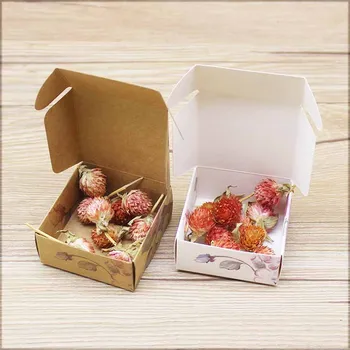 20/50p wholesaleDiy rankų darbo gėlių stilius Ačiū, dovanos pakuotė dėžutė kraftpopieris vestuvių saldainių dėžutė 65x65x30mm šalies suppiles