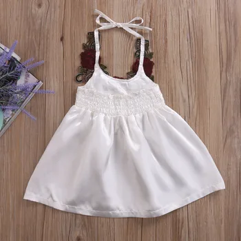 2018 Nauja Vaikiška Vaikams, Kūdikių Mergaitės Šalis 3D Gėlių Sundress Suknelė Kūdikiams Mergina Apynasrio Backless Oficialų Gėlių Suknelės 0-5T Drabužiai