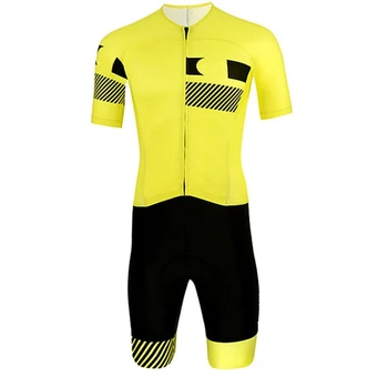 2019 Pro Komandos Triatlonas Kostiumas juodas geltonas dviratis drabužių dviračių skinsuit triatlonas ropa ciclismo odos kostiumas speedsuit jumpsuit