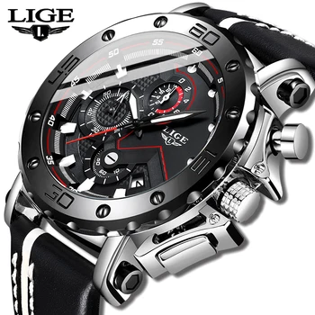2020 Atsitiktinis Vyrai Žiūrėti LIGE Top Brand Watch Vyrų Kvarcinis Laikrodis Vyrų Karinės Sporto Oda atspari Vandeniui Laikrodis Relogio Masculino
