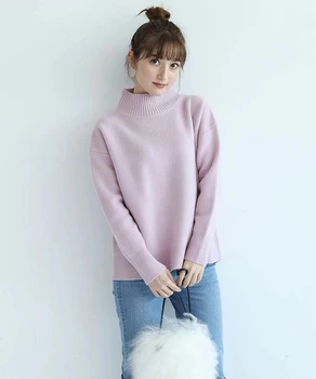 2020 m. rudens ir žiemos naujus produktus moterų temperamentas darbą tingus vientisos spalvos golfo megztinis (puloveris)