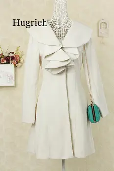 2020 m. Žiemos Raukiniai Apykaklės Vilnos Paltai Moterims Slim Vidutinio ilgio Plius Dydis Plonas Kailis Moteris Vieną Mygtuką Elegantiškas Kailio Viršutiniai drabužiai