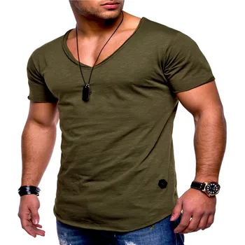 2020 Naujas Atvyko Giliai V-kaklo trumpomis rankovėmis vyrams marškinėliai Slim Fit marškinėliai vyrams Liesas atsitiktinis vasaros marškinėlius camisetas hombre M-3XL