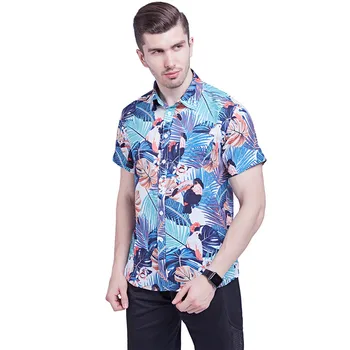 2020 Naujas Vasaros Shirt Mens Trumpas Rankovės Marškinėliai Paplūdimys Havajų Marškinėliai Medvilnės Atsitiktinis Gėlių Marškiniai Vyrai drabužių Mados Vyras Shir