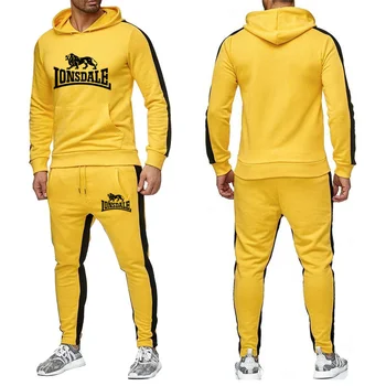2020 vyrų megztinį ir marškinėlius LONSDALE spausdinti palaidinukė hip-hop vyrų viršuje sportinę + sporto kelnės dviejų dalių kostiumas