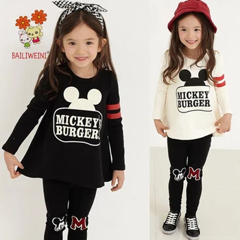 2020BAILIWEINI pavasarį ir rudenį modelių ilgomis rankovėmis marškinėliai Mickey kelio M raidę, blauzdinės vaikams, kombinezonas