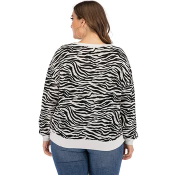2021 m. pavasarį, rudenį plius dydis viršūnes moterims, didelis megztinis ilgomis rankovėmis prarasti atsitiktinis leopard O neck T shirt 3XL 4XL 5XL 6XL 7XL