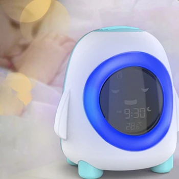 2021 Naujas Spalvingas Pabusti Šviesos Žadintuvas Vaikams Patalpų Termometras Mielas Laikrodis USB